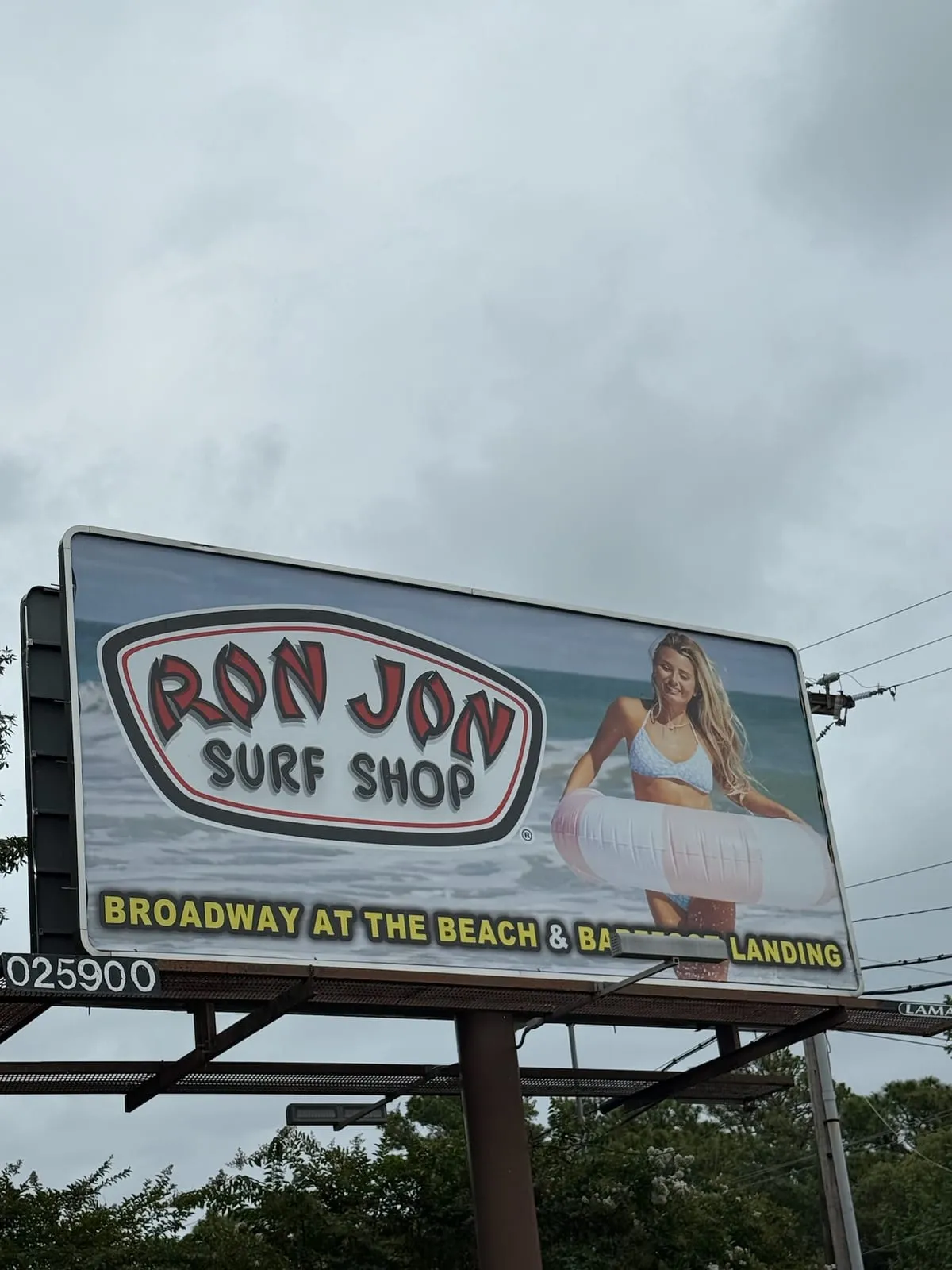 Lucy Spotts on a Ron Jon Surf Shop billboard at Broadway at the Beach in Myrtle Beach.